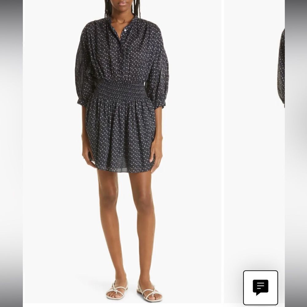 Rebecca Taylor Ikat Cotton Long Sleeve Shirtdress Size Navy Medium NWT - Picture 2 of 12